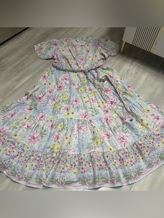 crown & ivy Dresses & Skirts - Crown & Ivy Pink Blue Yellow Floral Midi Dress Sz L